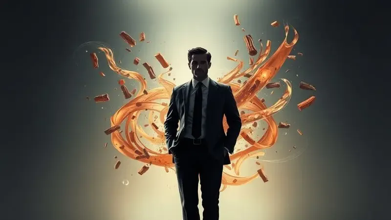 Ilustração conceitual representando a aura e a confiança proporcionadas por um perfume masculino de qualidade.