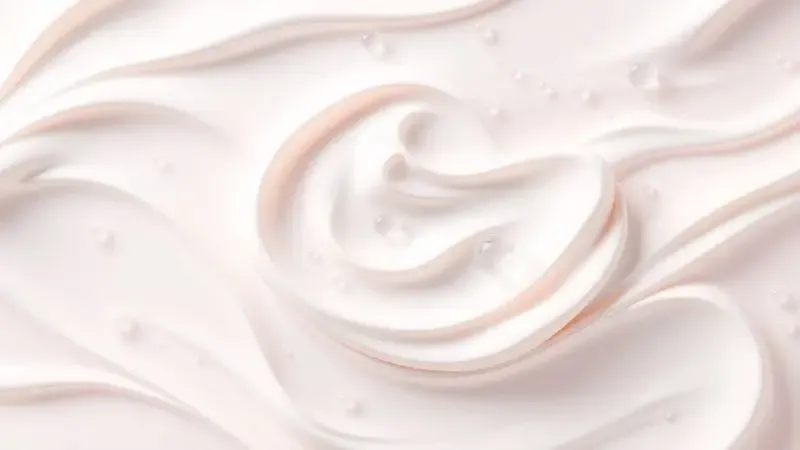 Renderização artística de texturas cremosas e gotas de umidade simbolizando benefícios do propilenoglicol em cosméticos.
