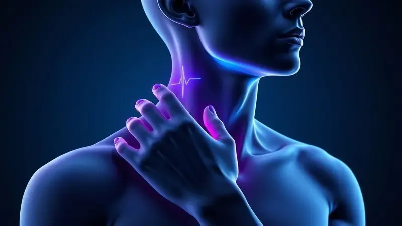 Ilustração digital mostrando pontos de pulsação luminosos no pescoço e pulso para aplicar perfume.