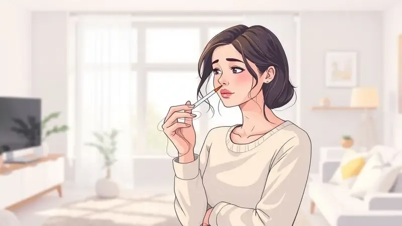 Ilustração artística de uma mulher escolhendo fragrâncias em um ambiente moderno e minimalista.