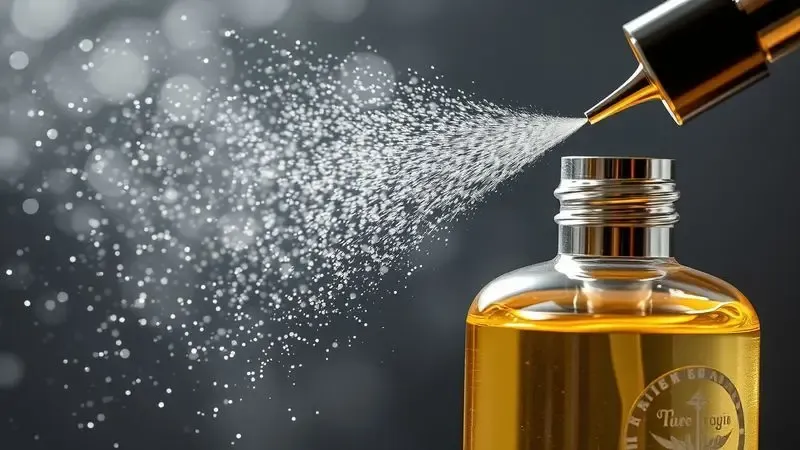 Ilustração digital de uma leve brisa perfumada e partículas brilhantes representando a durabilidade e fixação de uma fragrância.