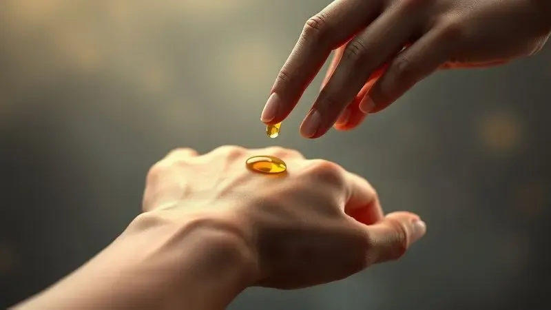 Ilustração conceitual de uma pessoa aplicando uma gota de óleo perfumado no pulso, com uma aura luminosa suave.