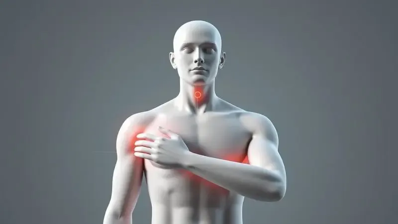 Renderização 3D estilizada de pontos de pulsação no corpo masculino para aplicação correta de perfume e maior durabilidade.