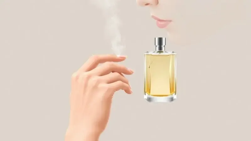 Ilustração artística de aplicação de perfume no pulso destacando pontos de pulsação para maior durabilidade.