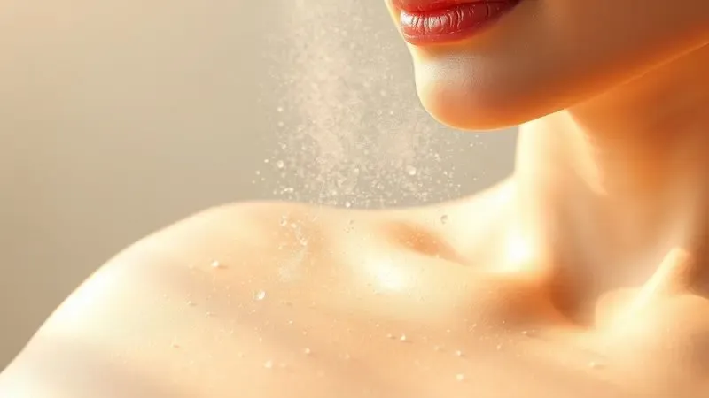 Ilustração 3D artística mostrando a aplicação delicada de perfume na pele para exemplificar a fixação e durabilidade da fragrância.
