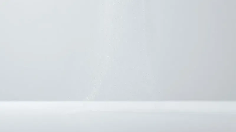 Renderização 3D de uma névoa fina de perfume sendo borrifada de forma artística e minimalista.