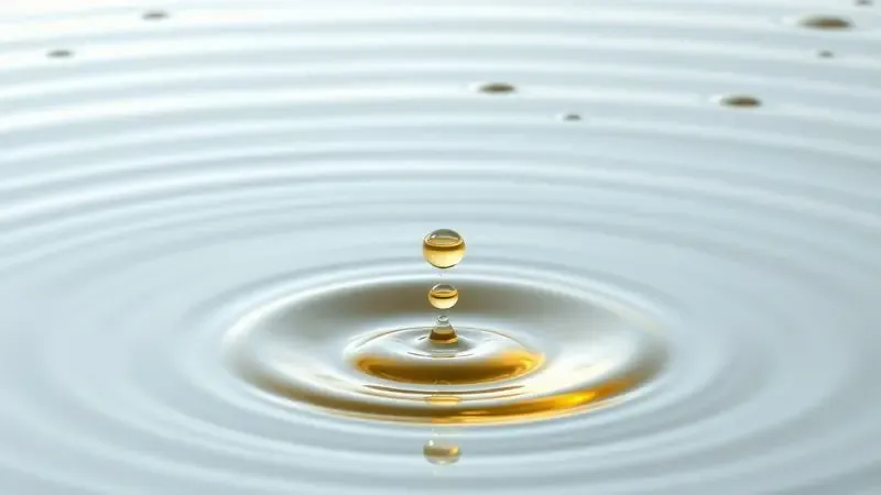 Renderização 3D de uma gota de essência dourada representando a fixação prolongada de um perfume.