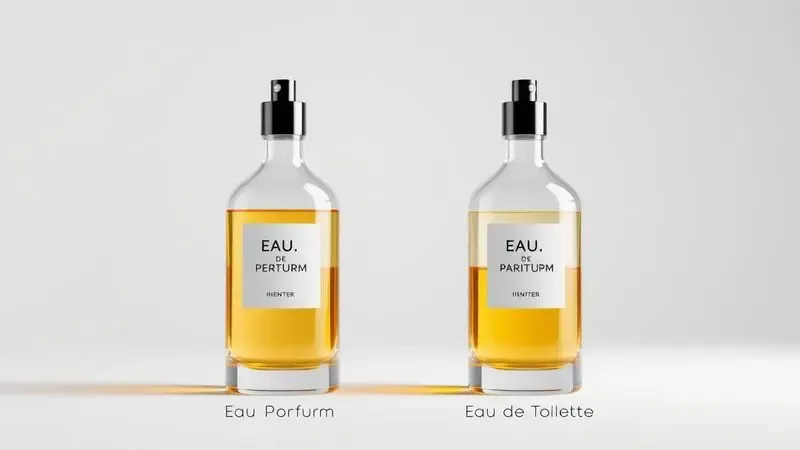 Representação artística da diferença de concentração entre dois frascos de perfume representando EDP e EDT.