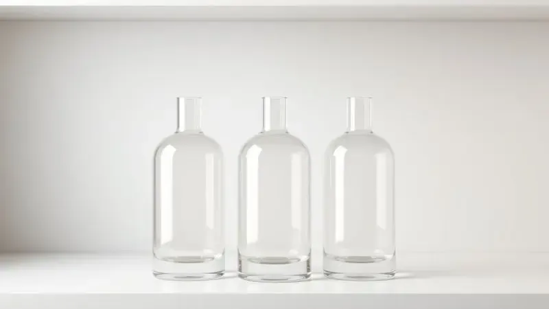 Representação visual conceitual de diferentes tipos de frascos simbolizando variações de concentração de perfume.