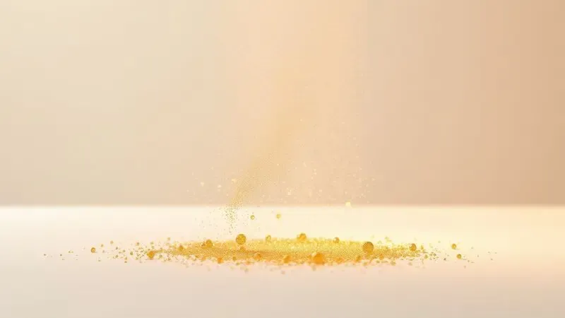 Renderização 3D de partículas luminosas simbolizando a fixação e projeção duradoura de um perfume sofisticado.