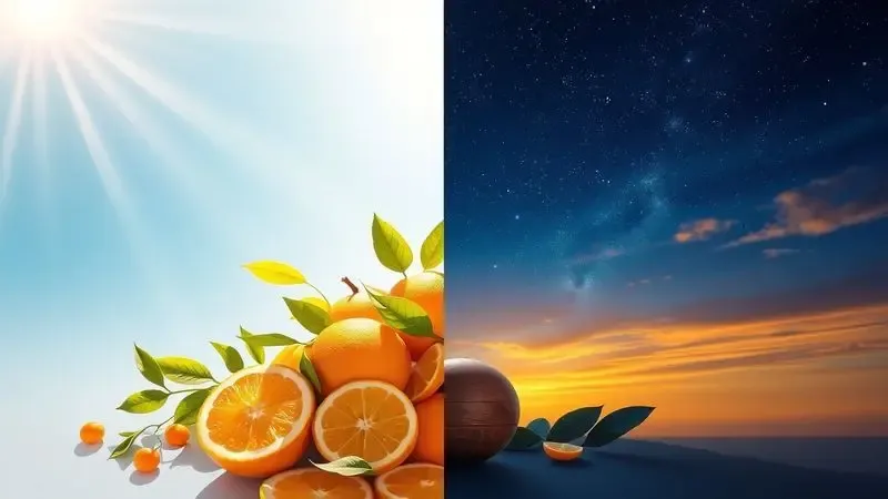 Ilustração comparativa entre o frescor de perfumes para o dia e a intensidade das fragrâncias noturnas masculinas.