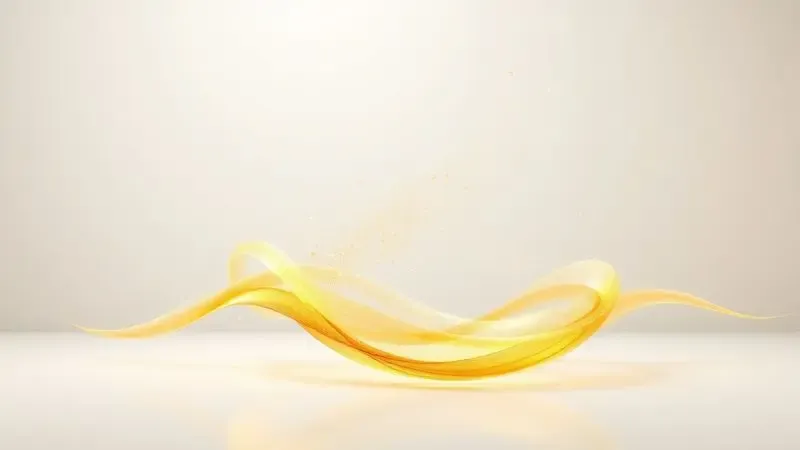 Representação artística 3D de ondas douradas abstratas simbolizando a projeção e durabilidade de uma fragrância no ar.