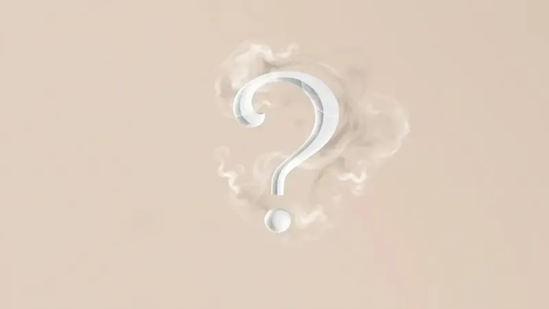 Ilustração conceitual de um ponto de interrogação envolto em uma névoa de fragrância para dúvidas sobre perfumes.