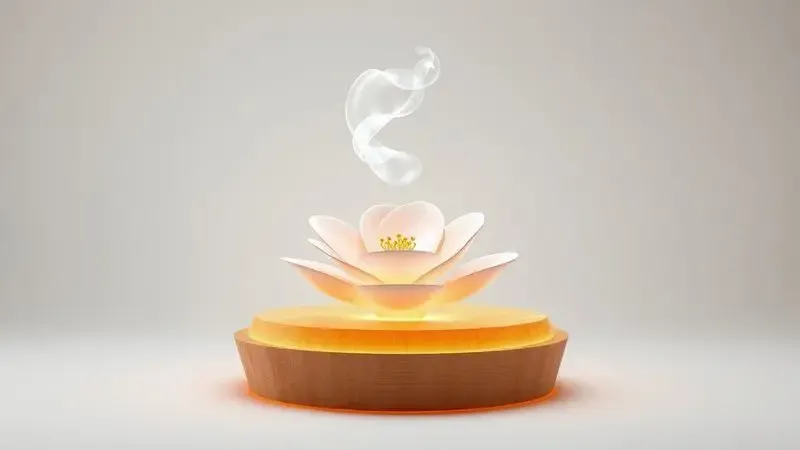 Representação conceitual abstrata em 3D das camadas de uma pirâmide olfativa de fragrância.